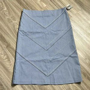 Symmetry Blue Skirt With Tags Size 8 Stretch Embroidery Accents Zip Closure